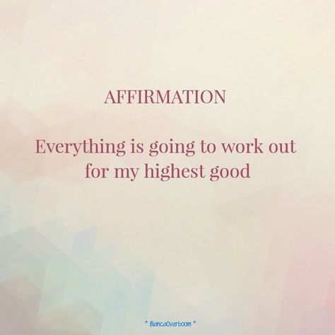 #AFFIRMATION Everything is going to work out for my #highest good. Birthing Affirmations, Money Worries, Archangel Metatron, Highest Good, Transcendental Meditation, Healing Affirmations, Abundance Affirmations, Daily Positive Affirmations, Morning Affirmations