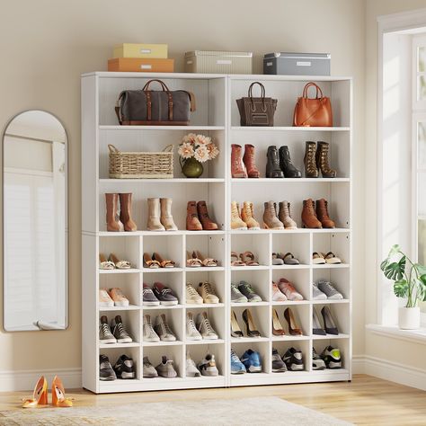 Modern Shoe Storage Cabinet Freestanding Shoe Rack Storage Organizer - Bed Bath & Beyond - 36806139 Shoe Cubby Storage, Storage Cabinet With Shelves, Modern Shoe Storage, Shoe Storage Design, Large Shoe Rack, Shoe Rack Storage, Shoe Cubby, Cabinet With Shelves, Wood Shoe Rack