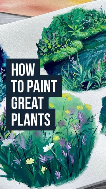 Ruth Wilshaw Gouache, Gouache Foliage, Gouache Plants, Ruth Wilshaw, Gouache Painting Tutorial, Gouache Inspiration, Gouache Painting Techniques, Nature Inspired Painting, Gouache Tutorial