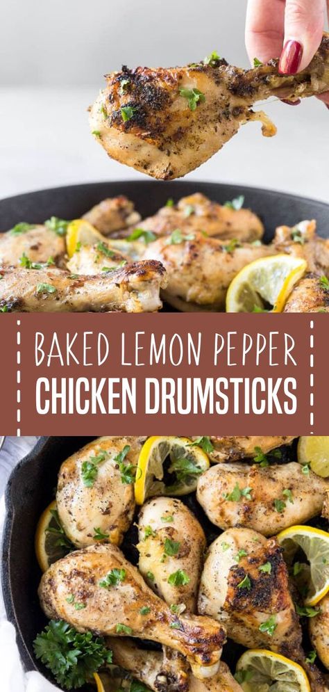 Best Chicken Drumstick Recipes, Lemon Pepper Chicken Drumsticks, Easy Chicken Drumstick Recipes, Baked Lemon Pepper Chicken, Chicken Drumstick, Chicken Drumstick Recipes, Drumstick Recipes, Lemon Pepper Chicken, Pepper Chicken