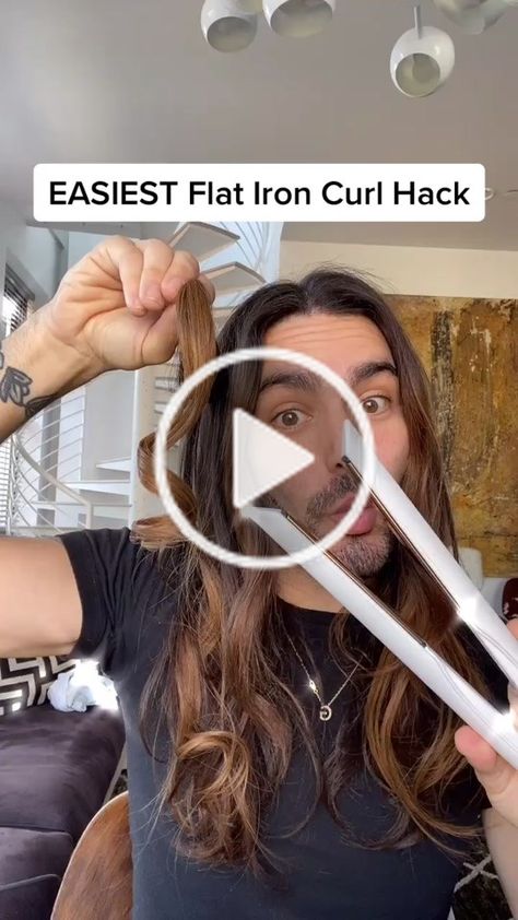 mattloveshair (@mattloveshair) has created a short video on TikTok with music Taste It. | #flatironcurls #hairhack for the win! I’ve seen this #hairstyletutorial on tiktok and I had to give it a try! 10/10! So doable! #hairstylistlife | EASIEST Flat Iron Curl Hack | Wrap hair over, then btwn hot plates | Hold section firmly at the root | ... Curl With Flat Iron Tutorial, Easiest Way To Curl Hair With Straightener, Hot To Curl Hair With Flat Iron, Easiest Way To Curl Hair Flat Irons, How To Get Hair To Hold Curl, Styling Hair With Flat Iron, How To Curl With A Flat Iron, Curl Hair With Flat Iron Medium, Hair Curls With Flat Iron