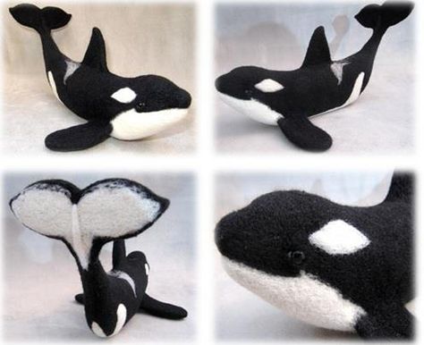 Black and White Needle Felted Killer Orca Whale by NoahsNovelties on DeviantArt Felted Whale, Felt Fish, Needle Felting Diy, Orca Whale, Wool Needle Felting, Needle Felting Tutorials, Orca Whales, Needle Felting Projects, Felted Animals