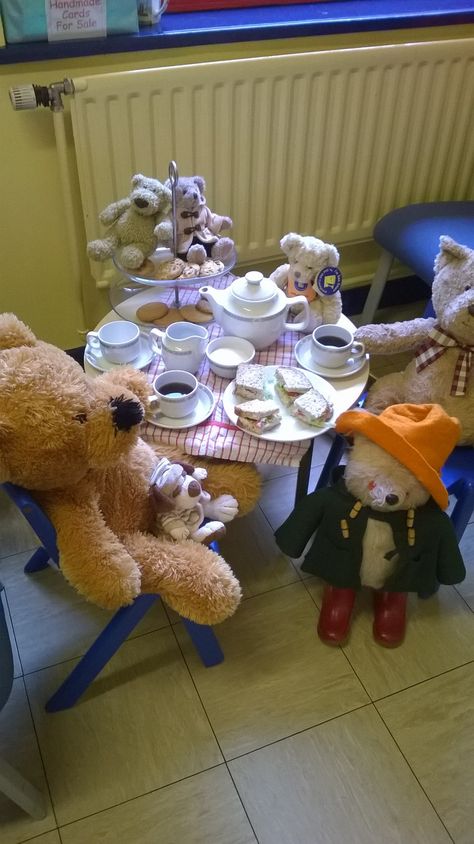 A nice little #tea #party to start the #LiBEARySleepover with #ChesterLane #Library #StHelens #lovelibraries #WereGoingOnABearHunt #25 #Anniversary #Walkerbooks Tea Party With Stuffed Animals, Tea Party Stuffed Animals, Stuffed Animal Play Ideas, Stuffed Animal Tea Party, Kids Tea Party, Higher Art, 25 Anniversary, Animal Photoshoot, Bear Picnic