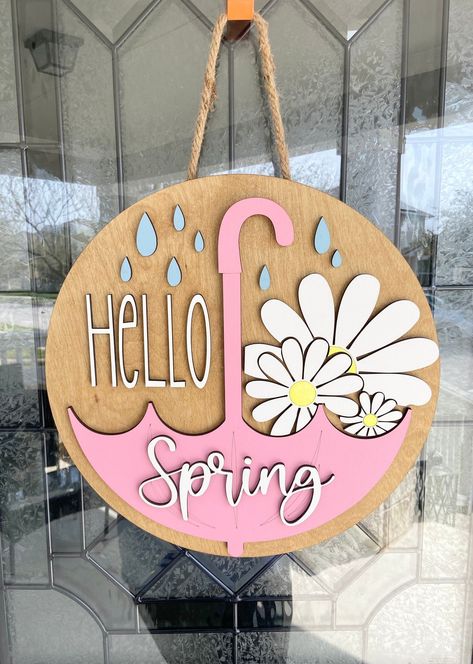 Hello Spring Sign, Spring Door Decoration, Spring Porch Decor, Hanger Crafts, Spring Door, Spring Sign, Be Natural, Spring Home Decor, Hello Spring