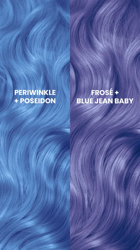 hair, hair dye, hair color, color mixing Arctic Fox Hair Dye Periwinkle, Periwinkle And Purple Hair, Arctic Fox Colors, Periwinkle Arctic Fox Hair, Perrywinkle Hair, Periwinkle Blue Hair, Periwinkle Hair, Hair Dye Styles, Hair Color Swatches