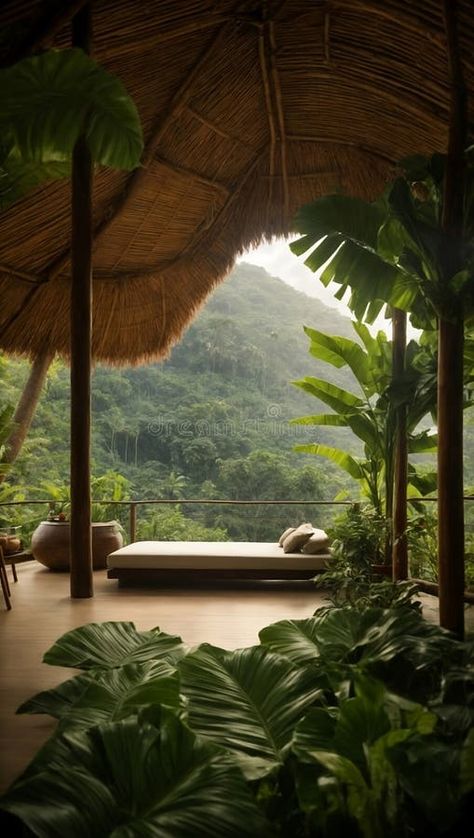 Jungle Retreat: A Cozy Nest in Harmony with Nature 7 stock image Jungle Woman, Jungle Retreat, In Harmony With Nature, Inspiration Bathroom, Harmony With Nature, Cozy Nest, Image Nature, Organic Architecture, Wild Nature