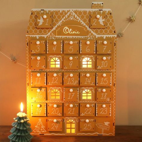 Diy Advent Calendar Fillers, Wooden Gingerbread House, Advent Calendar House, Reusable Advent Calendar, Advent Calendar Fillers, Advent Calendar Christmas, Wooden Advent Calendar, Calendar Christmas, Lisa Angel