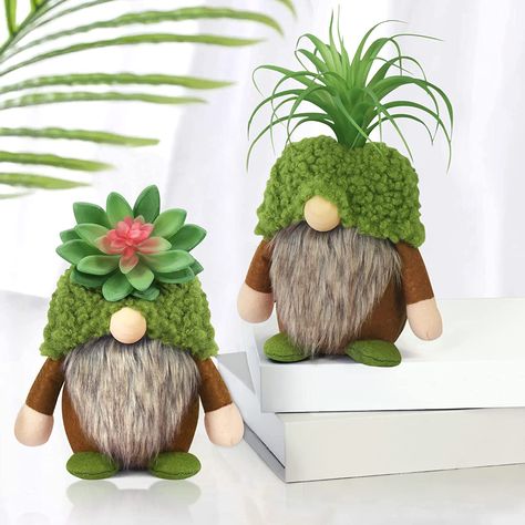 Garden Gnomes Ideas, Succulent Gnomes, Lucky Aesthetic, Stuffed Gnomes, Gnomes Garden, Holiday Gnomes, Swedish Tomte, Tray Decoration, Fake Candles