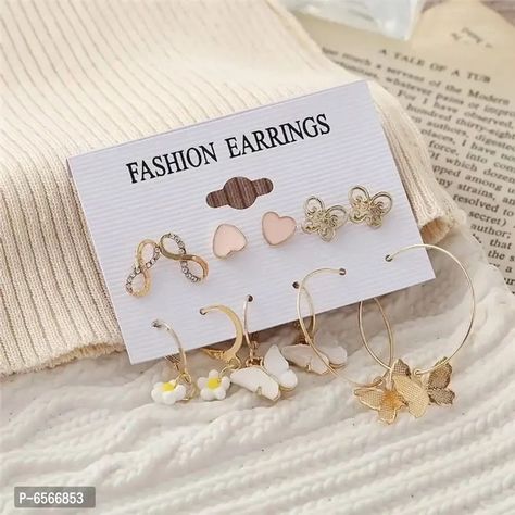 Soft Girl Essentials earrings | Combo of 6 at just 212/- Rs | 79% discount | Get it now at @glamora_hub.in #essentials #softgirl #softaesthetic #outfit #casual #fashion #jewelry #aesthetic #india #shop #trend Earrings Combo, Girl Essentials, Jewelry Aesthetic, Earrings Cute, Get It Now, Soft Girl, Outfit Casual, Cute Earrings, Cute Fashion