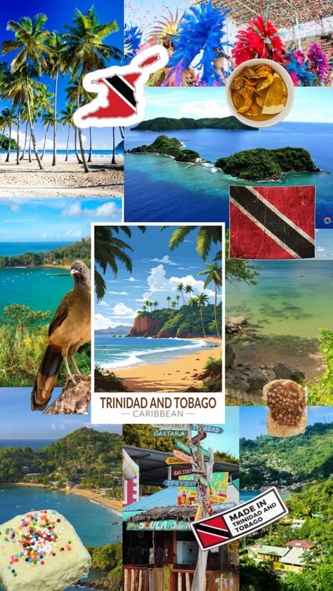 #collage #aesthetic #country #viralpost #culture #Caribbean #TrinidadAndTobago #food Tobago Aesthetic, Trinidad Culture, Aesthetic Country, College Dorm Room Decor, Port Of Spain, West Indies, Dorm Room Decor, Dream Vacations, Trinidad