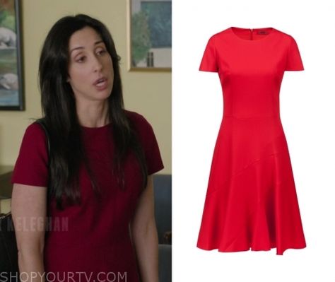 Kate Foster Working Moms Outfits, Kate Foster Working Moms, Jane The Virgin, Brooklyn Nine Nine, Red Shorts, Mom Outfits, Supergirl, Flare Dress, Dress Shop