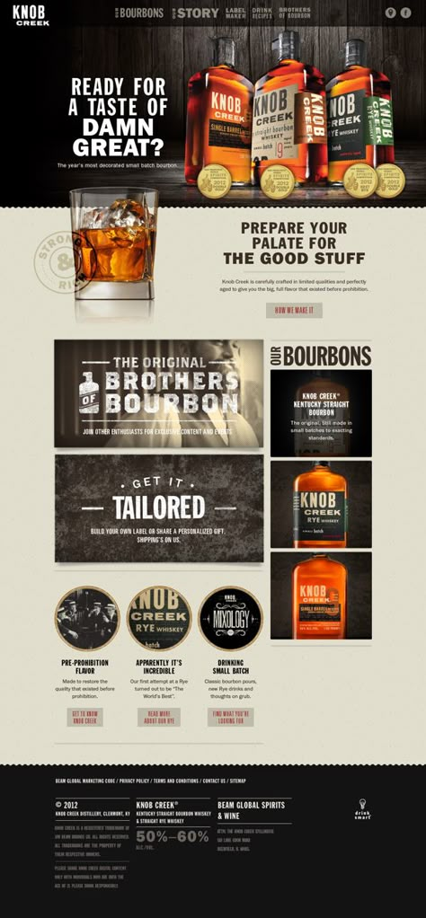 Knob Creek on Behance Beer Desing, Ui Design Tutorial, Knob Creek, Ios App Design, Webdesign Inspiration, Web Ui Design, Drinks Design, Web Design Trends, Web Inspiration