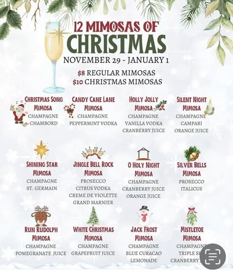 Christmas Mixed Drinks Easy, Christmas Cocktail Names, Christmas Alcoholic Drinks Recipes, Christmas Mixed Drinks, Christmas Drink Ideas, Mimosa Champagne, Peppermint Vodka, Vodka Cranberry, Hello Christmas