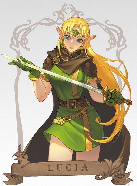 Weiblicher Elf, Demi Human, Capcom Art, Fantasy Races, Fantasy Rpg, Dnd Characters, The Elf, Fantasy Character Design, Swords