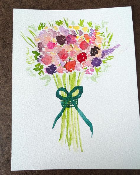 I can paint myself flowers... 🥰 #artoftheday #dailycreativity #flowers #miley #paint #watercolor #bouquet Paint Flower Bouquet, Bouquet Painting Simple, Flower Bouquet Watercolor, Wildflower Bouquet Painting, Bouquet Of Flowers Watercolor Painting, Daisy Bouquet Painting, Flower Bouquet Painting, Finger Painting, Tiny Flowers