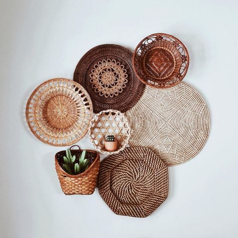 Vintage Boho Wall Decor, Basket Walls, Basket Wall Art, Big Basket, Basket Wall, Basket Wall Decor, Woven Baskets, Boho House, Basket Set