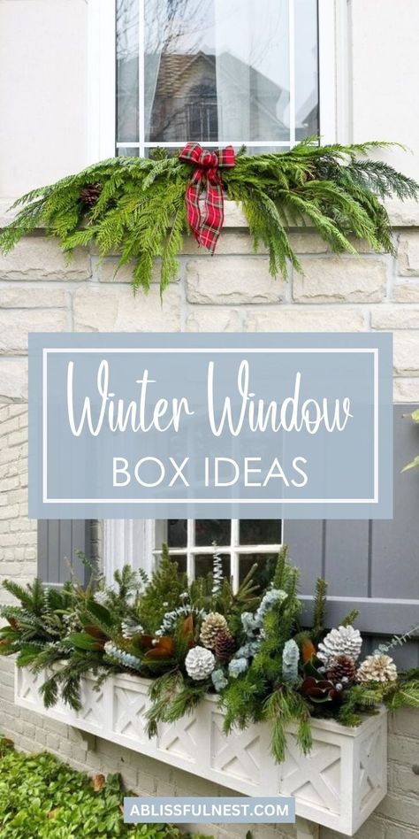 Give your home a fresh seasonal touch with winter window box ideas that wow. Whether it’s frosted evergreens, bold berries, or a mix of both, the possibilities are endless. These designs don’t just add beauty—they bring warmth to cold, gray days. With a few creative touches, your window boxes can become the talk of the neighborhood. #winterdecor #seasonalinspiration #outdoordecor Window Planter Boxes On Vinyl Siding, Cottage Style Window Boxes, Fake Window Flower Boxes, Winter Flower Boxes Outside, Winter Window Boxes Ideas, Window Box Winter Ideas, Winter Flower Box Ideas, Window Box Flowers For Partial Sun, Winter Window Boxes Outdoor