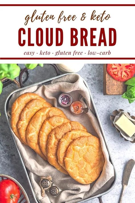 This is the best low carb cloud bread! It's super easy and doesn't use cream cheese or cream of tartar. It's perfect to use as a base for keto sandwiches or desserts like gluten free strawberry shortcake. #creativegreenliving #creativegreenkitchen #keto #lowcarb #glutenfree #cloudbread Keto Cloud Bread Recipe, No Carb Cloud Bread, Easy Cloud Bread Recipe, Keto Sandwiches, Keto Cloud Bread, Cloud Bread Recipe, Gluten Free Strawberry Shortcake, Gluten Free Sides, Cloud Bread