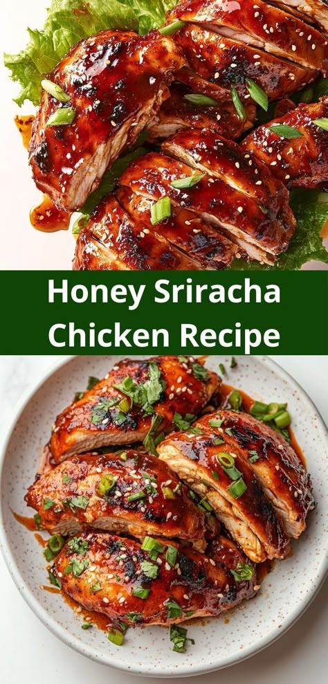 Searching for a quick and delicious dinner? This Honey Sriracha Chicken Recipe is ready in just 30 minutes, combining simple ingredients for a flavorful meal. Perfect for busy nights and family gatherings alike. Spicy Chicken Breast Recipes, Honey Siracha Chicken, Chicken Recipes Simple, Sriracha Sauce Recipe, Chicken Recipe For Dinner, Spicy Chicken Breast, Sriracha Recipes, Honey Sriracha Chicken, Making Chicken