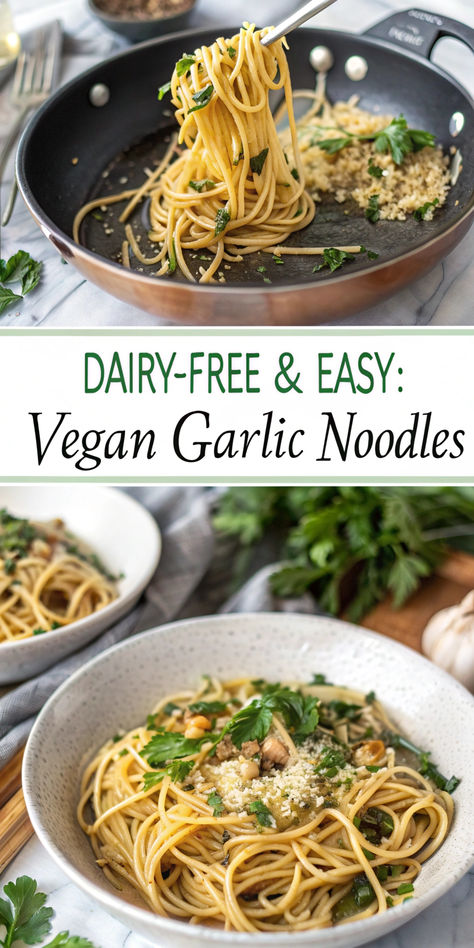 Easy vegan garlic noodles with a simple, 5-ingredient recipe, ideal for busy weeknight meals. Fast Vegan Dinner, Meat Meals, Vegan Noodles, Comforting Dinner, Vegan Dinner Recipes Easy, 5 Ingredient Dinners, Quick Vegan Meals, Garlic Noodles, Easy Vegan Dinner