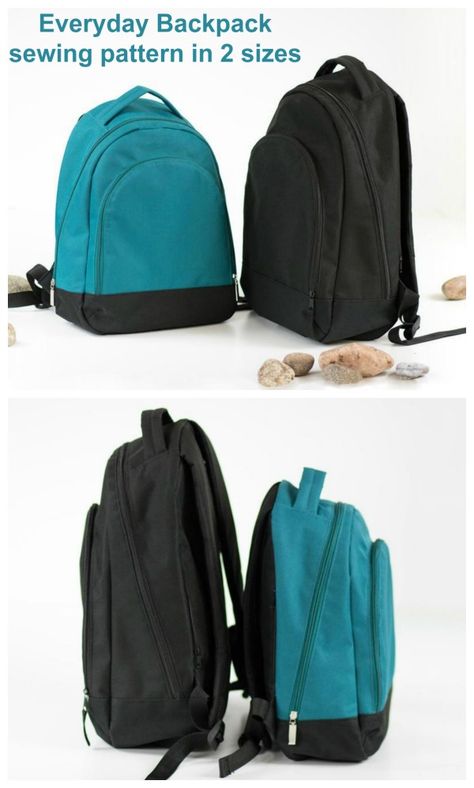 Sewing pattern in two sizes for an Everyday Backpack. Backpack to sew for adults and kids in two sizes in the same sewing pattern. A more advanced bag to sew for those with some sewing experience, this backpack sewing pattern makes the ideal bag for school for the kids, or for a walk or going out for the day. Ideal DIY backpack to sew with sizes for adults and children in the same sewing pattern. #SewModernBags #SewABag #BagSewingPattern #SewABackpack #BackpackSewingPattern School Bag Patterns To Sew, Backpack Sewing Pattern Free Diy, School Bag Sewing Pattern, Backpack Patterns To Sew Free, Backpack Free Pattern Sewing, Free Backpack Pattern, Diy Backpack Pattern Free, Backpack Patterns To Sew, How To Make A Backpack