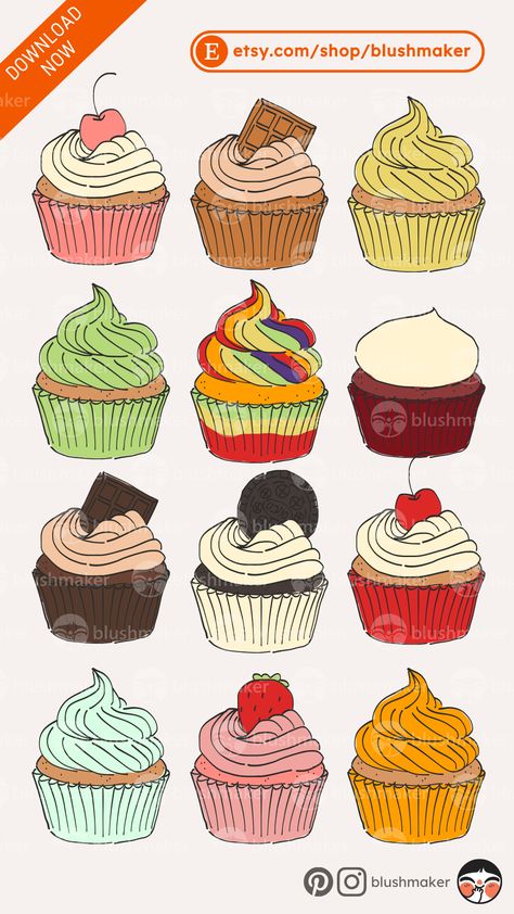 Muffin Doodle, Oreo Drawing, Muffin Drawing, Muffin Dessert, Cupcakes Oreo, Pistachio Muffins, Dessert Drawing, Strawberry Matcha, Cupcake Vector