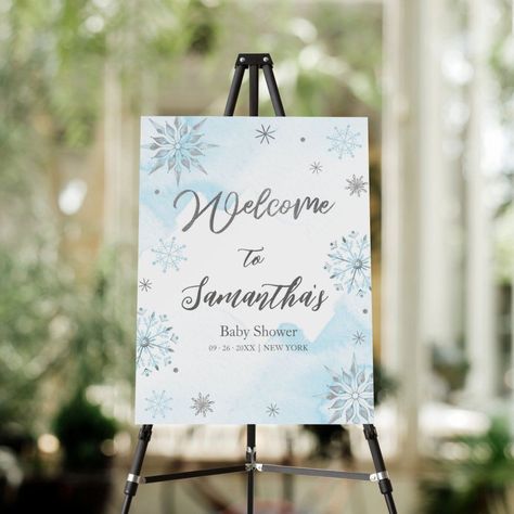 Blue Snowflake Winter Baby Shower Welcome Sign editable template Snowflake Birthday Party, Winter Baby Shower Invitations, Winter Birthday Parties, Snowflake Baby Shower, Outside Baby Showers, Baby Birthday Gifts, Baby Shower Templates, Christmas Baby Shower, Winter Birthday