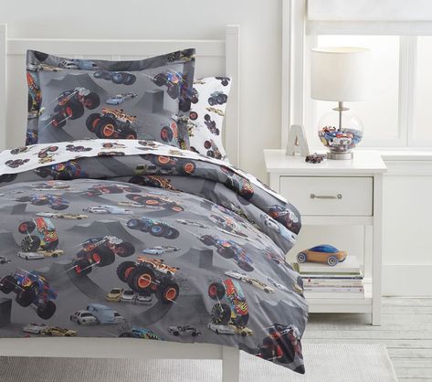 Monster Truck Decor, Hot Wheels Bedroom, Monster Truck Bedroom, Monster Truck Bed, Brother Room, Monster Truck Room, Room Theme Ideas, Truck Bedroom, Baby Doll Furniture