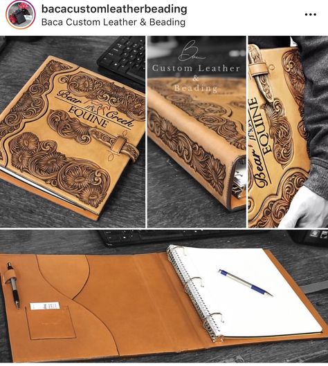 Handmade leather 3 ring binder Leather Portfolio Pattern, Diy Leather 3 Ring Binder, Leather Binder Cover, Leather Ipad Cover, Tooled Leather Book Cover, Leather 6 Ring Binder, Leather Journal Closure Ideas, Leather 3 Ring Binder, Leather Binder 3 Ring