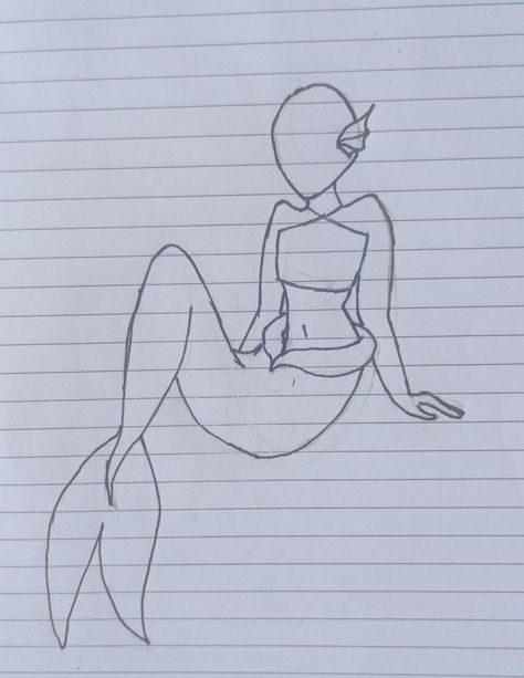 Drawing Of Mermaid Easy, Mermaid Sketch Easy, Art Sketches Mermaid, Cool Mermaid Drawings, Easy Drawings Mermaid, Easy Drawings Fairy, Fantasy Art Ideas Easy, Mermaid Drawing Simple, Mermaid Sketch Simple