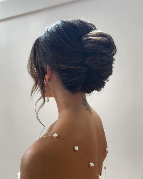 Check more at https://beautyfashionideas.com/bridal/13501/ Brides With Hair Up, Bridesmaid Hairstyles French Twist, Low Bun Wedding Hair Bridesmaid, Wedding Hair All Up, Up Style Hairstyles, Bridesmaid Hairstyles Thick Hair Updo, French Twist Updo Dark Hair, Romantic French Twist, Brides Hair Updo