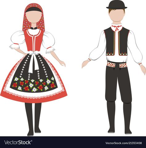 Czech National Costume, Spain National Costume, Czech Clothing, Republic Symbol, Czech Culture, Czech Illustration, Place Branding, Map Logo, National Clothes