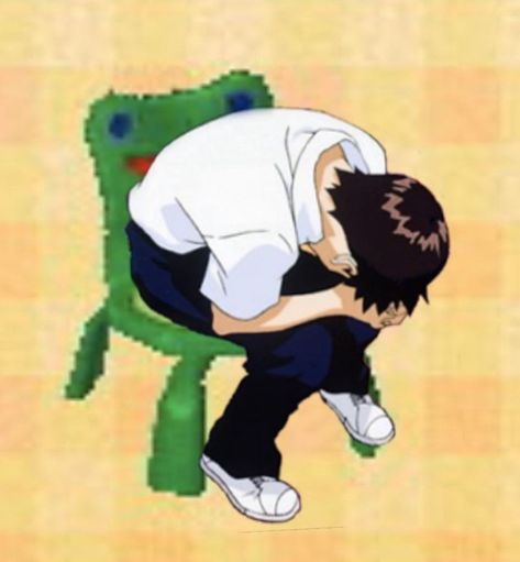 Shinji Chair, Froggy Chair, Genesis Evangelion, Neon Genesis, Meme Template, Neon Genesis Evangelion, Call Me, Lost, On Twitter