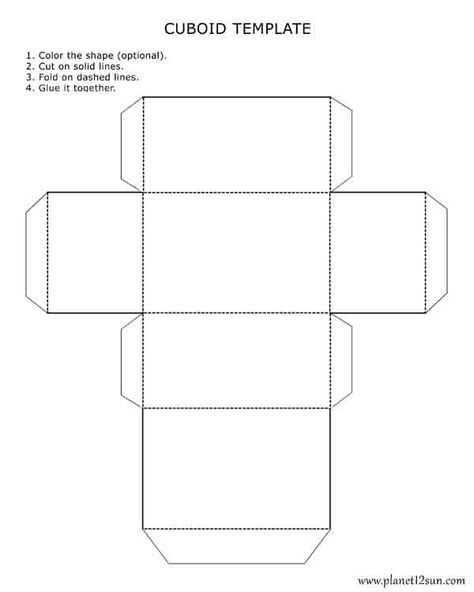 Printable, foldable 3D cuboid template. Color it, cut it out, fold it and glue it together. Foldable 3d Shapes Printable, Cube Folding Template, Cuboid Template, Printable Foldables, Mathematics Shapes, Printable 3d Shapes, Box Templates Printable Free, Foldables Templates, Christian Wear