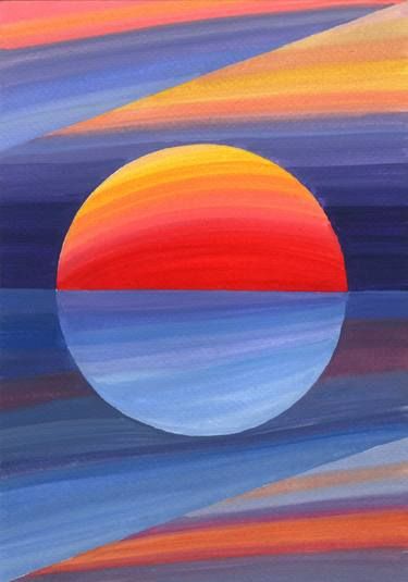 Gouache Sunset, Gouache Abstract, Minimalistic Landscape, Modern Cubism, Cubism Abstract, Art Cubism, Abstract Cubism, Sunset Abstract, Widget Board