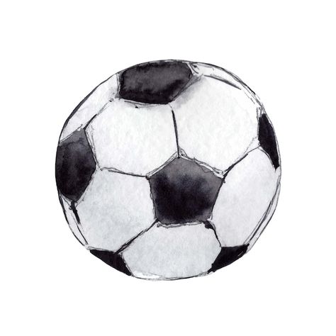 Watercolor Soccer Ball, Football Ball Aesthetic, Football Ball Drawing, Football Cartoon Drawing, Football Illustration Art, Soccer Ball Painting, Soccer Ball Aesthetic, Watercolour Football, Soccer Ball Cartoon