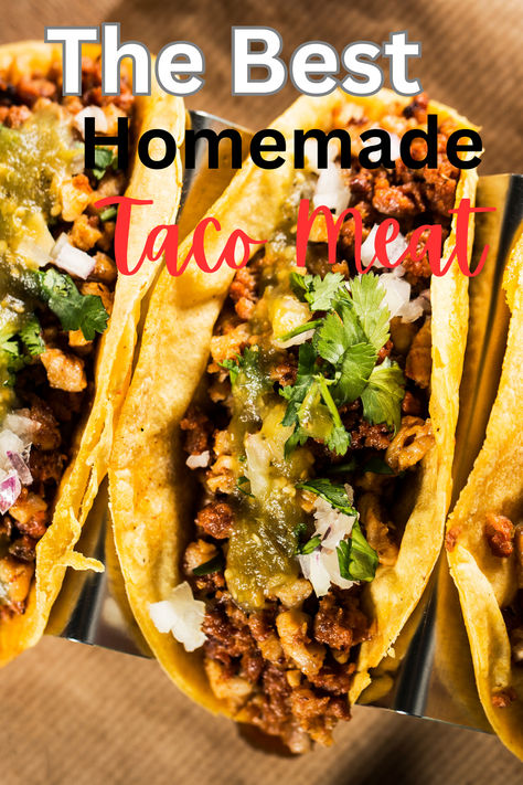 Once you try this homemade taco meat recipe, you'll never reach for a taco seasoning packet again! It's simple, flavorful, and delicious! Best Homemade Tacos, Taco Tico Taco Burger Recipe, Beef In Air Fryer, Homemade Taco Meat, Best Taco Meat, Best Taco Meat Recipe, Taco Meat Recipe, Taco Burger, Meat Love