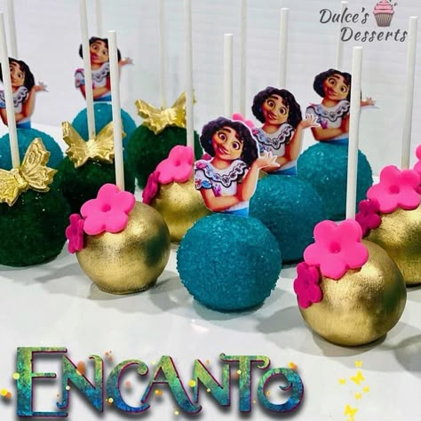 Encanto Cake Pops, Elegant Cake Pops, Encanto Cake, Movie Theme Birthday Party, Mexican Birthday Parties, Mexican Birthday, Fiesta Tropical, Third Birthday Party, Birthday Party Theme Decorations