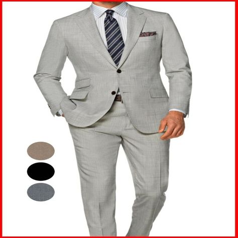 Dress to impress with these bespoke suits! Custom tailored with Italian wool and cashmere, these suits come in a range of colors and styles. Perfect for any occasion, from weddings to business meetings. #BespokeSuits #MensFashion #ItalianWool #CustomTailoring #SuitUp Light Gray Suits, Casual Wedding Suit, Marriage Suits, Suit Details, Formal Wedding Suit, Brown Jacket Men, Casual Grooms, Grey Suit Men, Light Blue Suit