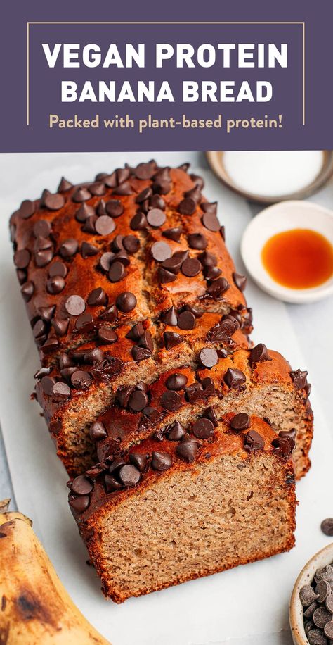 Protein Banana Bread, Vegan Bread Recipe, Vegan Cakes, Egg Free Recipes, Vegan Banana Bread, Vegan Protein Powder, Vegan Bread, Vegan Banana, Cinnamon Banana