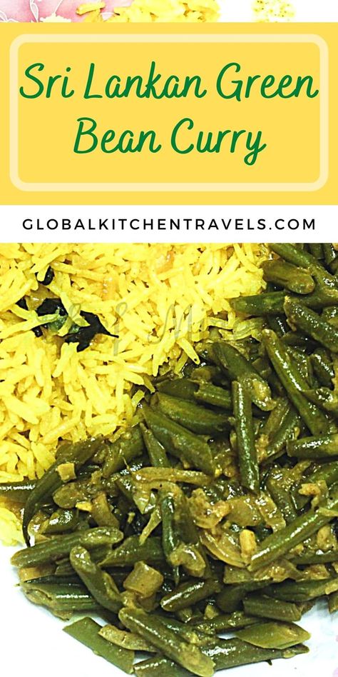 Sri Lankan Green Bean Curry, Sri Lankan Vegetable Curry, Green Bean Curry Recipes, Indian Green Beans, Indian Beans Recipe, Srilankan Food, Green Bean Curry, Easy Vegan Curry, Cabbage Curry