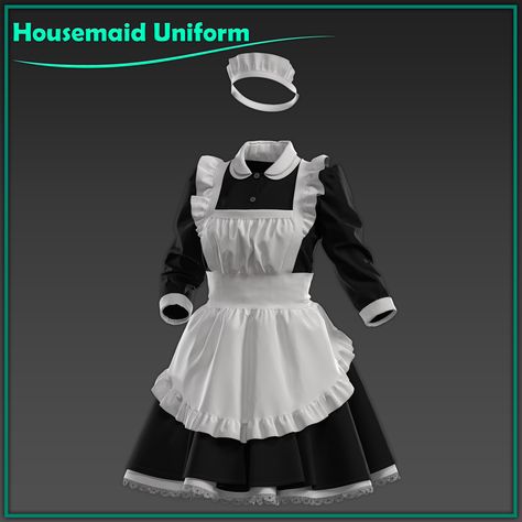 female housemaid uniform, Sahar khazeni on ArtStation at https://www.artstation.com/artwork/0l3RvV Housemaid Uniform, The Maid, Maid Outfit, The Maids, Spring Fling, Small Details, Job Posting, Find A Job, I Tried