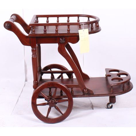 Find bar carts and other barware accessories at Wayfair. Enjoy shopping our vintage bar carts and everything in between! Victorian Vases, Hand Carved Furniture, Rustic Bedroom Furniture, Barware Accessories, Vintage Bar Carts, Serving Cart, Retro Sofa, Modern Kitchen Interiors, Wood Working Gifts