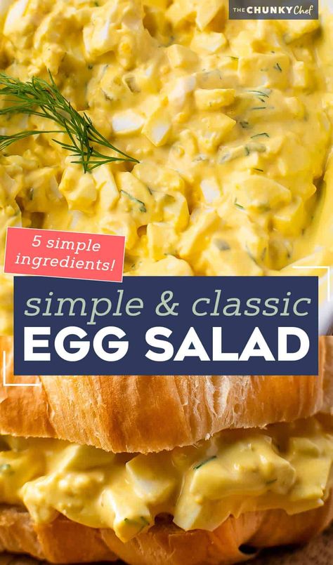 This Classic Egg Salad recipe is perfectly seasoned and creamy, and so simple to make! We love using leftover Easter eggs to make this salad, but it's a great year-round sandwich idea! #eggsalad #hardboiledeggs #easter Round Sandwich, Classic Egg Salad Recipe, The Chunky Chef, Egg Salad Sandwich, Chunky Chef, Classic Egg Salad, Salads For A Crowd, Swiss Steak, Egg Salad Sandwiches