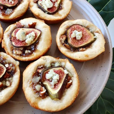 Bleu Cheese & Fig Tartlets | Follow Your Heart® Fig And Blue Cheese Appetizer, Fig Tartlets, Figs Blue Cheese, Cheese Tartlets, Cheese Appetizer, Bleu Cheese, Follow Your Heart, Blue Cheese, Bite Size