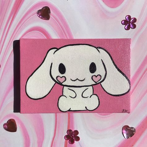 Cinnamoroll Painting Ideas, Sanrio Painting Canvas Easy, Cinnamoroll Painting Canvas, Sanrio Acrylic Painting, Cinnamoroll Painting, Sanrio Painting Ideas, Sanrio Painting Canvas, Kawaii Paintings On Canvas, Sanrio Painting