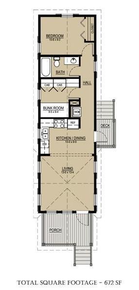 Shotgun House Floor Plans, Shotgun House Plans, Narrow House Plans, Shotgun House, Shipping Container House Plans, Cottage Style House Plans, A Small House, Cottages And Bungalows, Building A Container Home