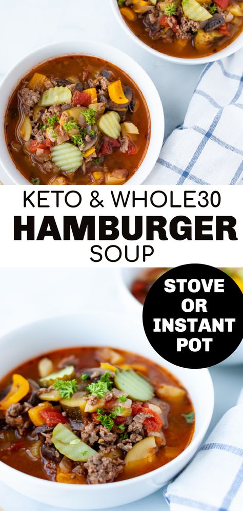 Keto Hamburger, Easy Hamburger Soup, Low Carb Soup Recipes, Dairy Free Soup, Soup With Ground Beef, Easy Hamburger, Ground Beef Recipes Healthy, Hamburger Soup, Keto Beef Recipes