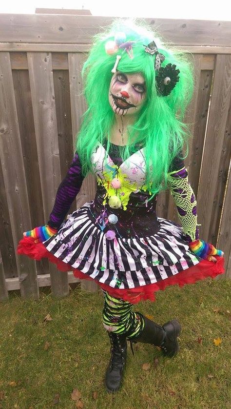 costume inspiration for 2016? Haunt Actor Costumes, Clown Costume Women Scary, Scary Clown Couple Costumes, Neon Clown Costume, Plus Size Clown Costume, Scary Clown Costume Ideas, Scare Actor Costumes, Creepy Clown Costume Women, Scary Clown Costume Women