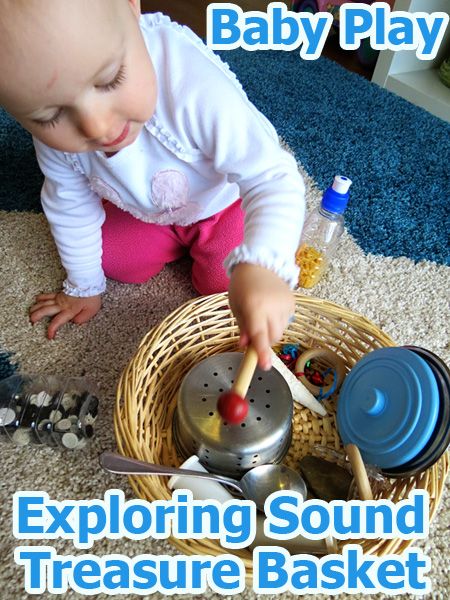 Activities for Babies: Exploring Sound Treasure Basket | Childhood101 Infant Games, Baby Treasure Basket, Sensory Basket, Infant Learning, Scientific Inquiry, Infant Curriculum, Activities For Babies, Music For Toddlers, Montessori Parenting